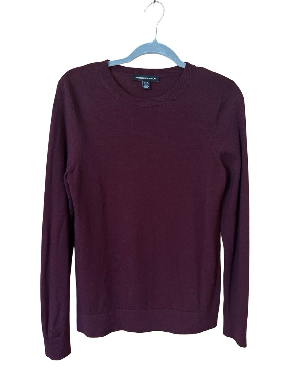 Katherine Barclay Merino 100% Extra Fine Wool Lightweight Crewneck Sweater Sz M